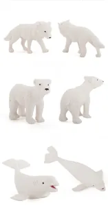 Detailed PVC polar animal toys including white wolf, bear and beluga with realistic texture