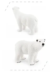 Detailed views of realistic polar bear figure with lifelike fur texture and black accents
