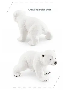 Macro detail of crawling polar bear figurines showing realistic fur texture and anatomy