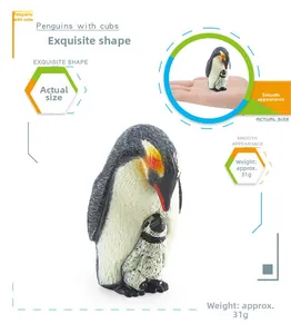 Detailed realistic penguin and chick miniature figure showing size and 31g weight info
