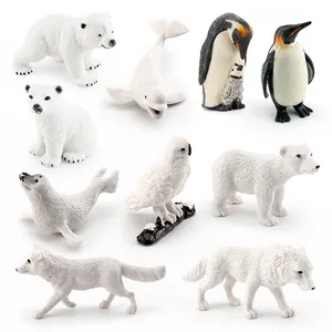 10-piece realistic polar animal toy set featuring polar bears, penguins and arctic fox