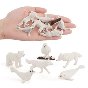 Polar animal miniature set featuring polar bear, wolf and seal for educational play