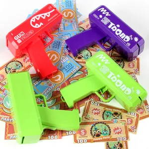 Pistolets à billets électriques multicolores avec faux billets pour fêtes d'enfants