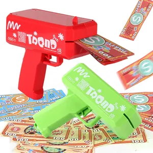 Pistolet à billets électrique rouge et vert avec faux billets pour fêtes d'enfants