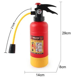 Jouet pistolet à eau extincteur rouge avec poignée noire et tuyau jaune, hauteur de 29 cm
