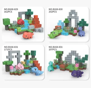 Detailed comparison of four dinosaur magnetic pixel block sets with various piece counts