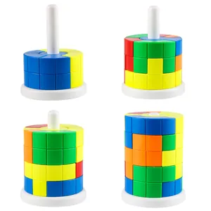 Colorful cylindrical sliding puzzle blocks for kids DIY building and stacking fun