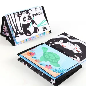 Soft crinkle baby cloth book with cute panda and animal illustrations for early learning