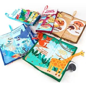 Libri in stoffa per neonati con temi animali colorati e code sensoriali in 3D