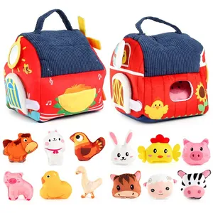 Set educativo di peluche della fattoria con 12 animali morbidi per abilità motorie neonatali
