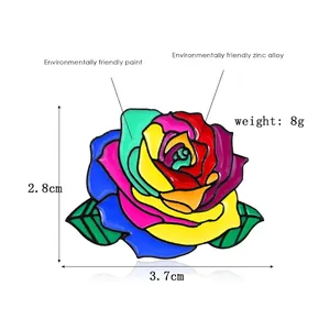 Creative colorful rose enamel pin made of eco-friendly zinc alloy for women bags