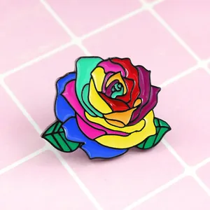 Fashion Colorful Rose Enamel Pin Brooch Zinc Alloy Multicolor Flower Badge For Women Girls Bag Clothes Accessory Jewelry Gift