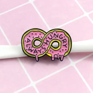 Always Hungry Infinity Donut Enamel Pin Cartoon Pink Yellow Alloy Brooch Badge For Women Backpack Clothing Decoration