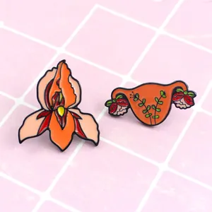Feminist Enamel Pin Uterus And Flower Anatomy Art Brooch Zinc Alloy Drip Oil Jewelry Pin For Women Medical Gift Accessory