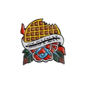 Creative Enamel Waffle Red Rose Brooch Pin Fashion Alloy Lapel Pin For Denim Jacket Bags Accessory Gift For Women Men