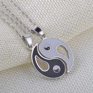 Retro Tai Chi Yin Yang pendant necklaces with silver O-chain for best friends and couples