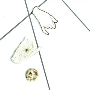 Cartoon pinky promise gesture enamel brooch set with gold plating for jackets and bags