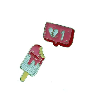 Cartoon Enamel Pins Popsicle Ice Cream Bar Broken Heart Social Media Notification Bubble Alloy Brooch Pins For Backpack Bags