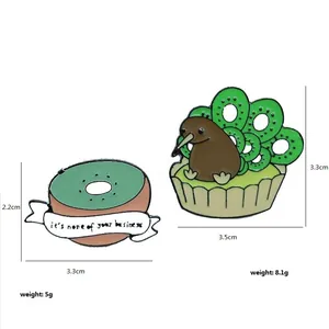 Schattige kiwi vogel cupcake en kiwi donut emaille pinnen van zinklegering voor kinderen