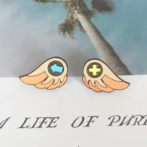 Cartoon Orange Wing Enamel Brooches Alloy Drip Oil Game Badge Arrow Cross Lapel Pin Jewelry Accessories For Denim Jacket Decor
