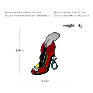 Christmas feather sleigh shoe enamel brooch in red and white zinc alloy for bags