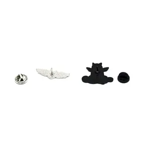 Broches chat ange avec fermoir papillon en métal et support en caoutchouc
