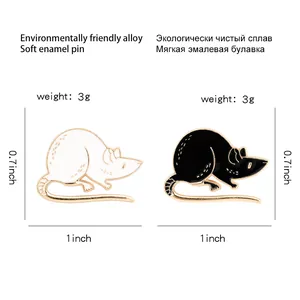 Emaille-Pin im Cartoon-Maus-Design aus Legierung für Kleidung und Taschen, Schwarz-Weiß