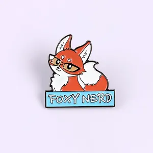 Cartoon Foxy Nerd Enamel Pin Brooch Alloy Metal Fox With Glasses Badge Jewelry Gift For Women Backpack Clothing Accessories