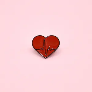 Red Heartbeat ECG Heart Enamel Pin Alloy Brooch Lapel Badge Medical Jewelry Gift For Doctors Nurses Women Men Clothing Accessories