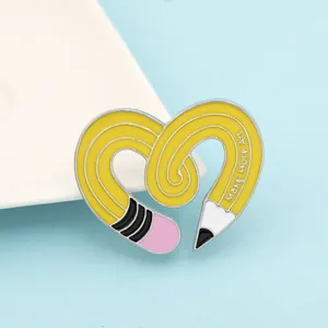 Creative Heart Shaped Pencil Enamel Pin Make More Art Lettering Alloy Brooch For Artists Teachers Students Artistic Jewelry Gift
