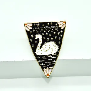 Fashion Cartoon Alloy Enamel Swan Triangle Brooch Pin Forever Letter Star Pattern Metal Badge Jewelry For Women Students
