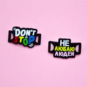Unisex Emaille Legierung Schnürsenkelschnalle Set Don't Stop Russische Schrift Mode Dekor Für Sneaker Rucksack Zubehör
