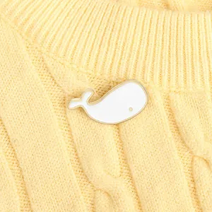 Minimalist Alloy Enamel Whale Brooch Pin For Women Gold Plated White Cute Animal Badge Backpack Clothing Accessories Jewelry Gift