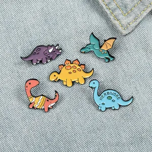 Cute Cartoon Dinosaur Enamel Brooch Pins Alloy Animal Badge For Clothing Bags Backpacks Accessories Novelty