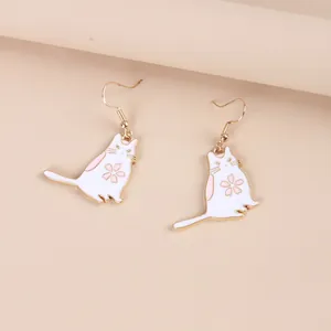 Cartoon Katze Hase Karotte Ohrhänger Legierung Emaille Kawaii Tier Kirschblüte Muster Ohrhaken Schmuck Für Damen Mädchen Geschenk