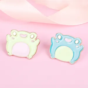 Cute Cartoon Frog Enamel Pin Alloy Drip Oil Brooch For Backpack Clothing Accessories Funny Animal Lapel Badge Jewelry
