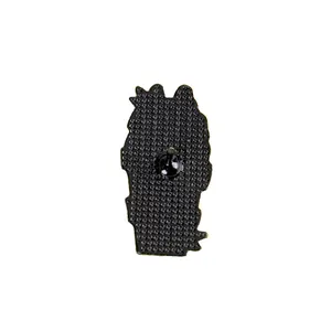 Back view of Halloween enamel pin with textured metal finish and black rubber clutch