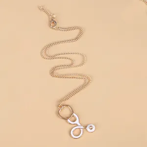 Creative gold and white stethoscope necklace for medical students and nurses