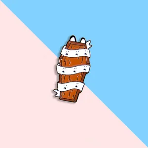 Halloween Ghost Coffin Enamel Brooch Pin Funny Cartoon Coffin Ribbon Wrapped Alloy Badge For Backpack Clothes Accessory Gothic Jewelry