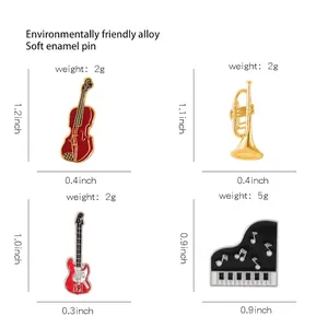 Guida alle taglie per spille musicali vintage in lega con misure per violino e chitarra