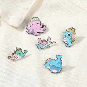 Lot de pins en émail mignons avec des créatures marines comme poulpes et hippocampes