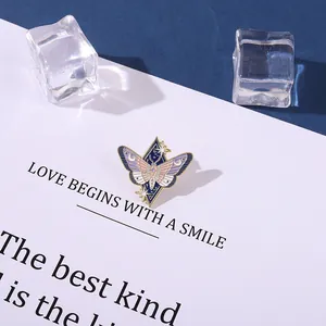 Celestial Moth Butterfly Enamel Pin Alloy Moon Stars Rhombus Badge Brooch Jewelry Decoration For Backpack Denim Jacket