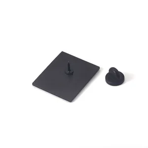 Matte black alloy tarot badge back view with metal pin and rubber clutch fastener