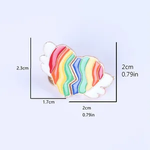 Regenboog hart emaille speldje met vleugels voor kleding, hoogte van 2,3 cm