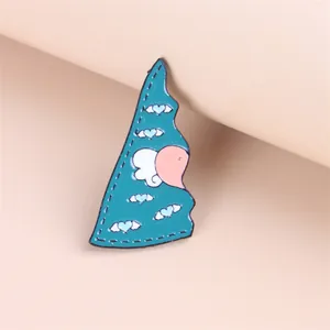 Creatieve cartoon emaille speld met blauw hart en roze vleugels voor koppels sieraad