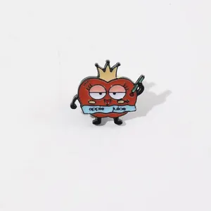 Cartoon Red Apple Prince Enamel Brooch Pin With Gold Crown Apple Juice Ribbon Alloy Fruit Badge For Clothes Backpack Unisex Jewelry