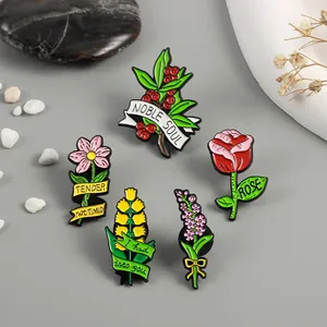Set di Spille in Lega Smaltata a Forma di Fiore Pianta Botanica Con Citazioni Ispiratrici Rose Distintivi Floreali per Donna Gioielli