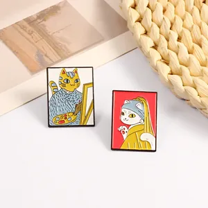 Pins émaillés artistiques chat inspirés par Van Gogh et peintures célèbres pour sacs