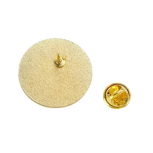 Goldenes rundes Metall-Emaille-Pin-Abzeichen mit sicherem Schmetterlingsverschluss