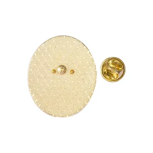 Golden alloy dinosaur brooch back view with anti-slip texture and butterfly clasp